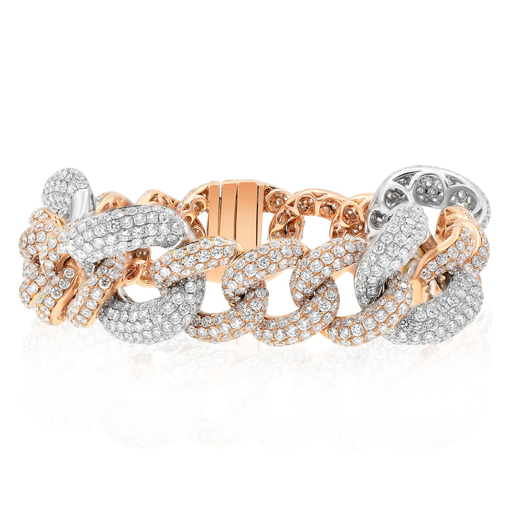 Monary Bracelet featuring 32 Carats of Diamonds set in 18K rose and white Gold