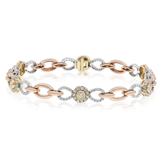 Monary Bracelet featuring 1.77 carats of diamonds set in 14k rose, yellow and rose gold