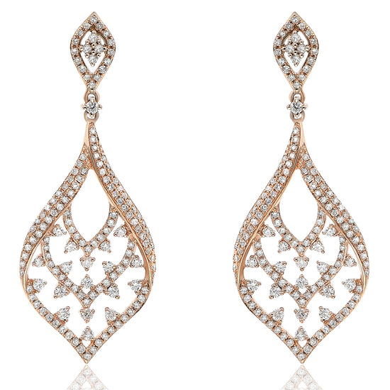 Monary Earrings featuring  0.52 carats of diamonds , 1.10 carats of single crystalline diamonds set in 14k rose gold with 298 ST