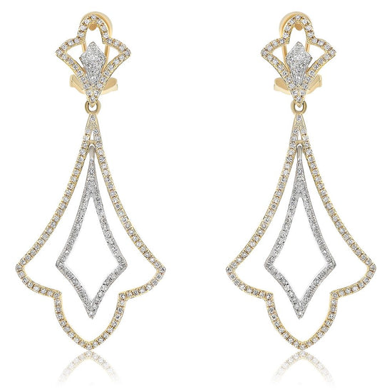 Monary Earrings featuring 1.44 carats of single crystal diamonds set in 14k white and yellow gold with 320 STONES