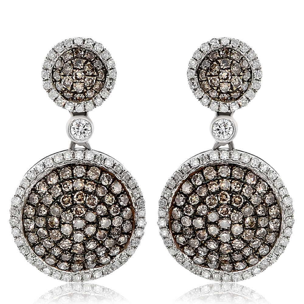 Monary Earrings featuring  0.49 carats of diamonds, 1.18 carats of Brown diamonds set in 14K White gold with 278 ST