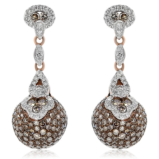 Monary Earrings featuring 0.58 carats of diamonds,  2.78 carats of brown diamonds set in 14K GOLD with 476 ST