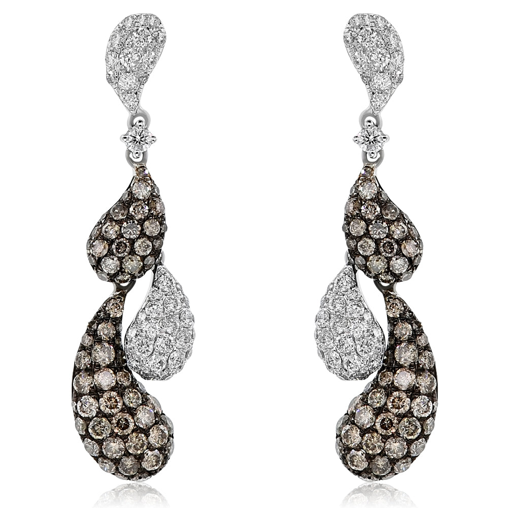 Monary Earrings featuring  0.88 carats of diamonds, 1.69 carats of brown diamonds set in 14K White gold with 198 STONES