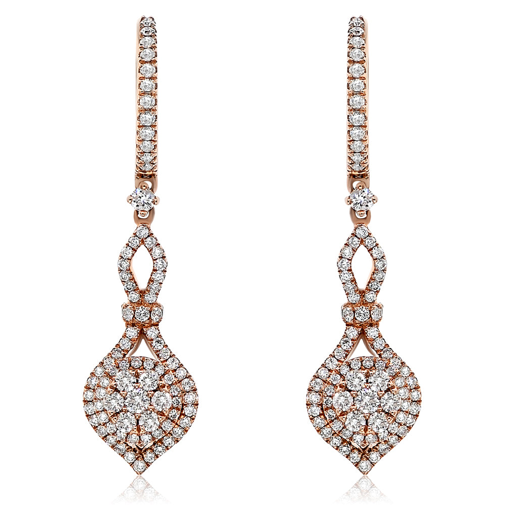 Monary Earrings featuring 1.25 carats of diamonds set in 14K Rose Gold with 208 STONES