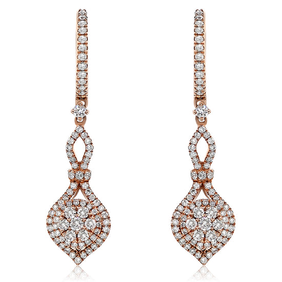 Monary Earrings featuring 1.25 carats of diamonds set in 14K Rose Gold with 208 STONES