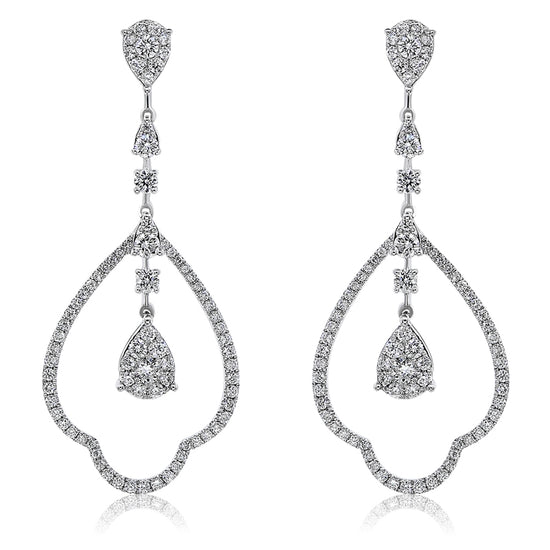 Monary Earrings featuring 1.49 carats of diamonds set in 14K White gold with 156 ST