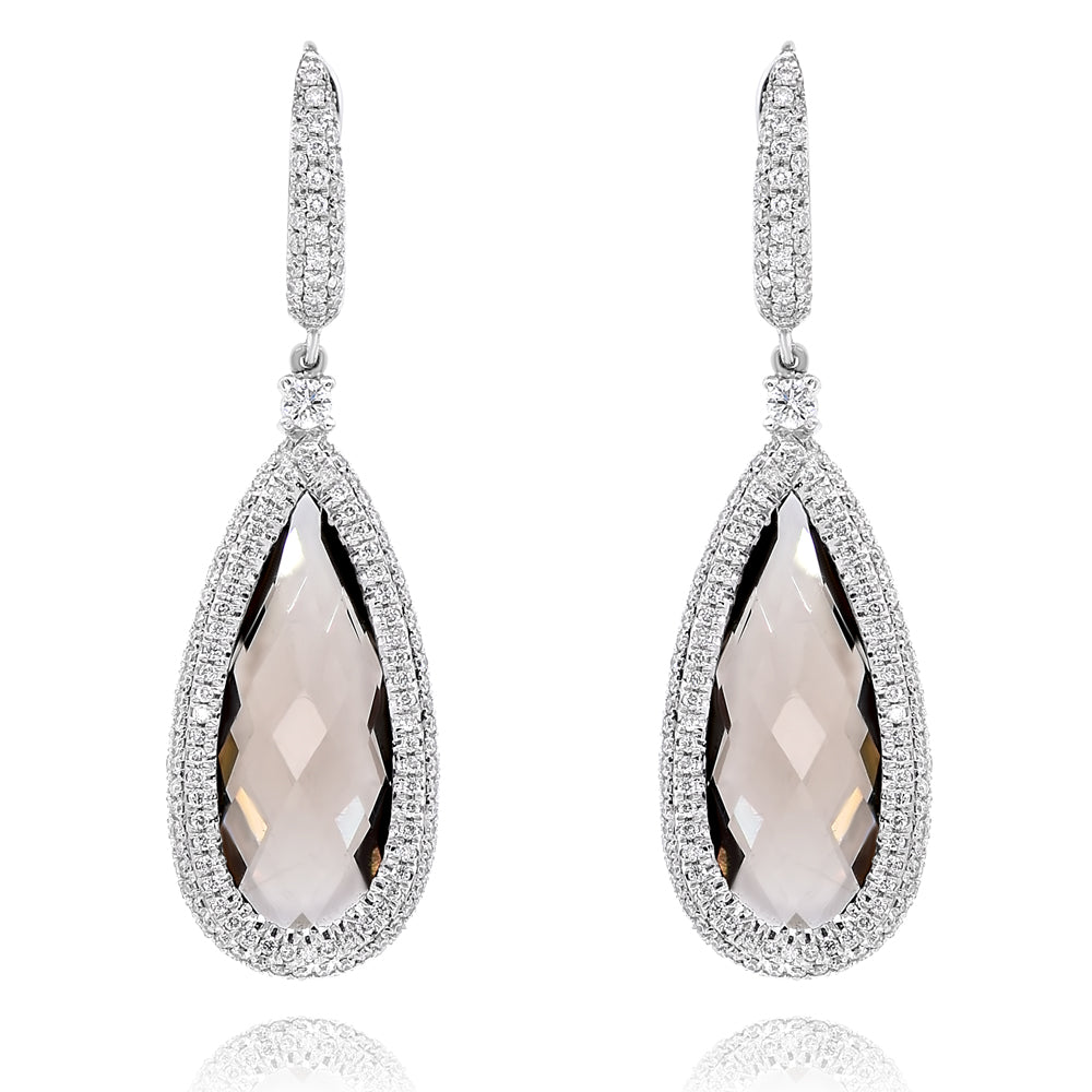 Monary Earrings featuring 1.91 carats of diamonds, 13.02 carats of smoky quartz