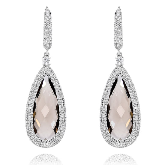 Monary Earrings featuring 1.91 carats of diamonds, 13.02 carats of smoky quartz