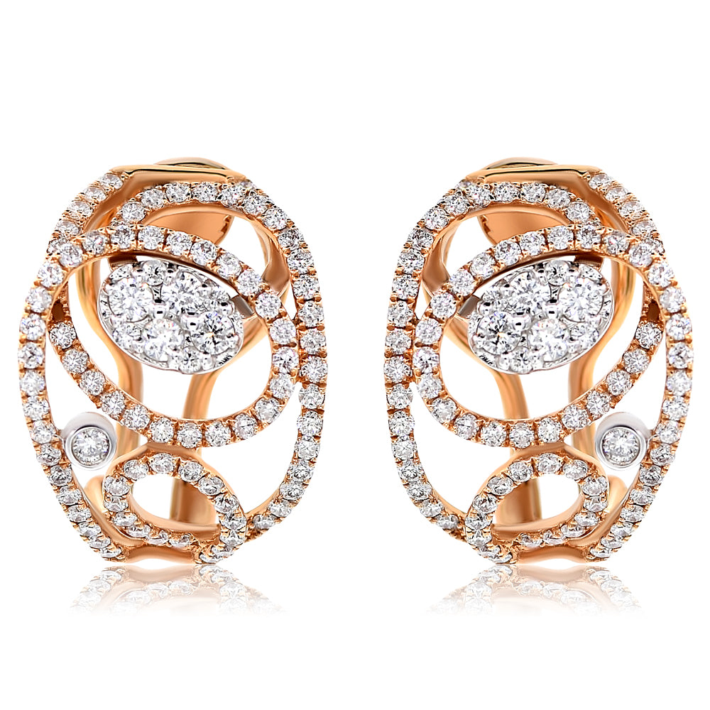 Monary Earrings featuring 1.75 carats of diamonds set in 18K Rose Gold with 176 Stones
