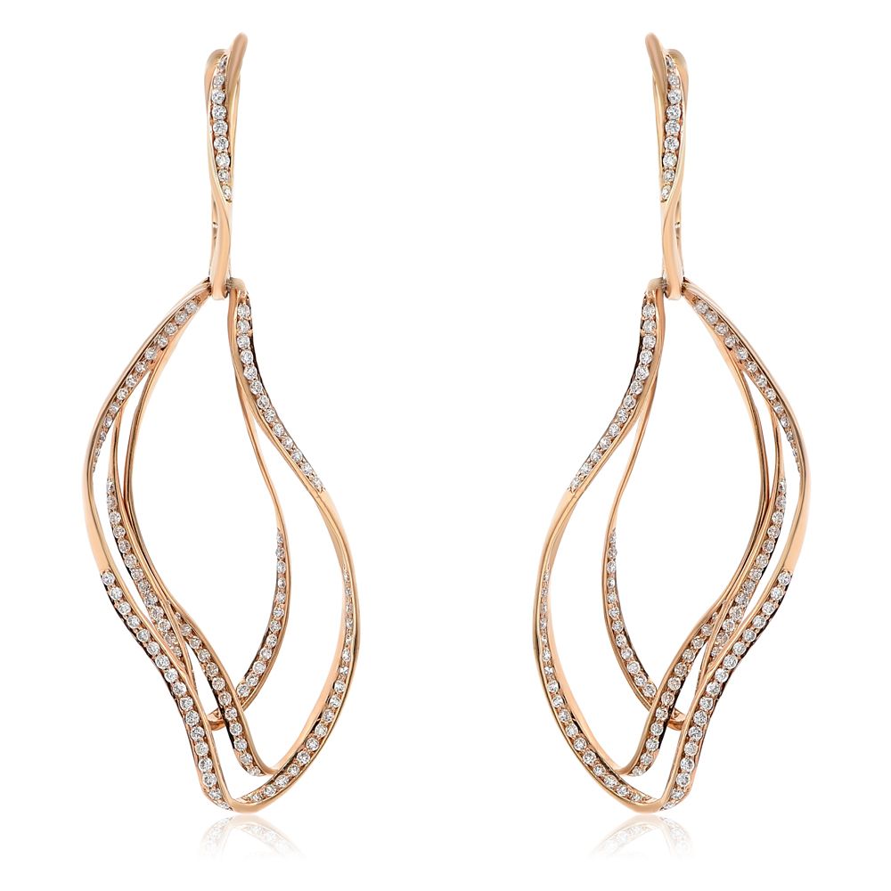 Monary Earrings featuring 1.45 carats of diamonds set in 18K Rose Gold with 238 Stones