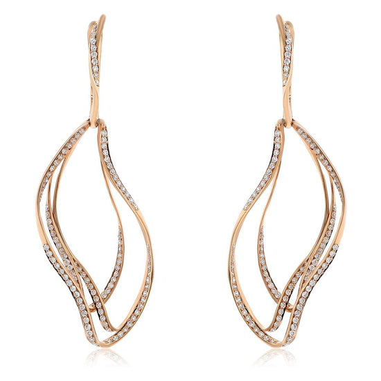 Monary Earrings featuring 1.45 carats of diamonds set in 18K Rose Gold with 238 Stones