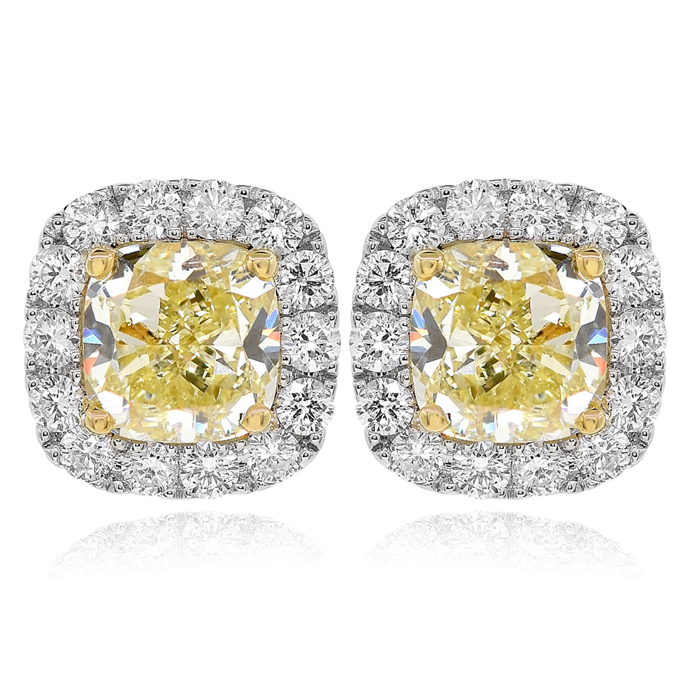 Monary Earrings featuring 0.97 carats of diamonds, 4 carats of natural yellow diamonds set in 18K Two Tone Gold with 30 Stones
