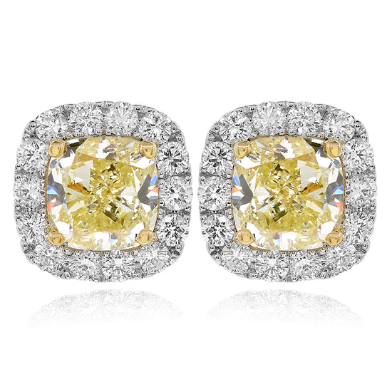 Monary Earrings featuring 0.97 carats of diamonds, 4 carats of natural yellow diamonds set in 18K Two Tone Gold with 30 Stones