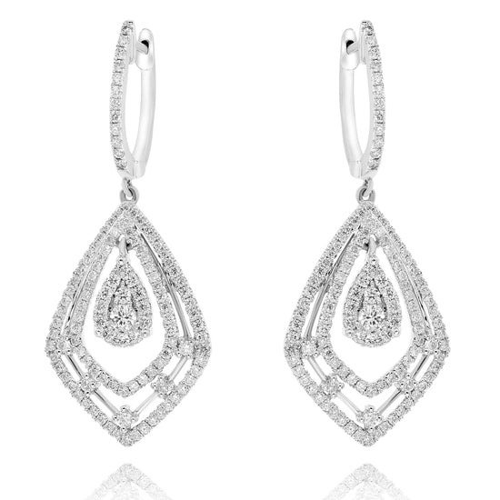 Monary Earrings featuring 1.73 carats of diamonds set in 14K White Gold with 238 STONES