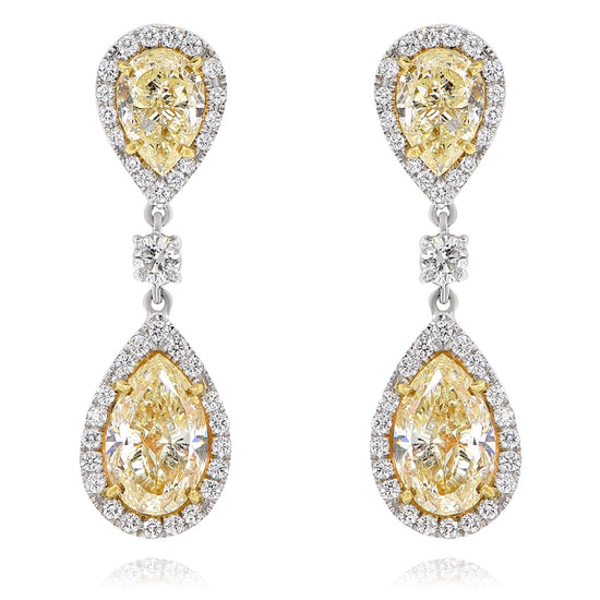 Monary Earrings featuring 1.10 carats of diamonds, 8.52 carats of yellow diamonds set in 18k White Gold With 76 Stones