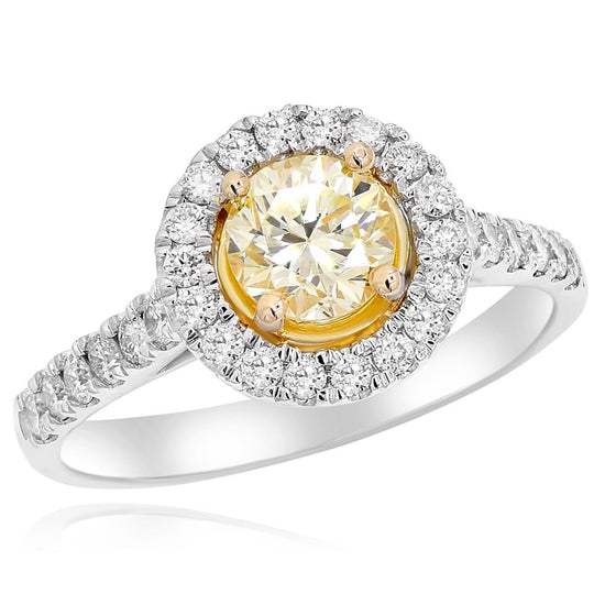 Monary Ring featuring 0.50 carats of diamonds, 0.76 carats of natural yellow diamonds set in 14K Two Tone Gold