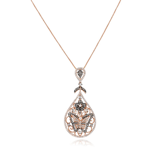 Monary Necklace featuring 0.04 carats of diamonds, 0.53 carats of single crystalline diamonds, 0.58 carats of brown diamonds set in 14K Rose Gold with 216ST