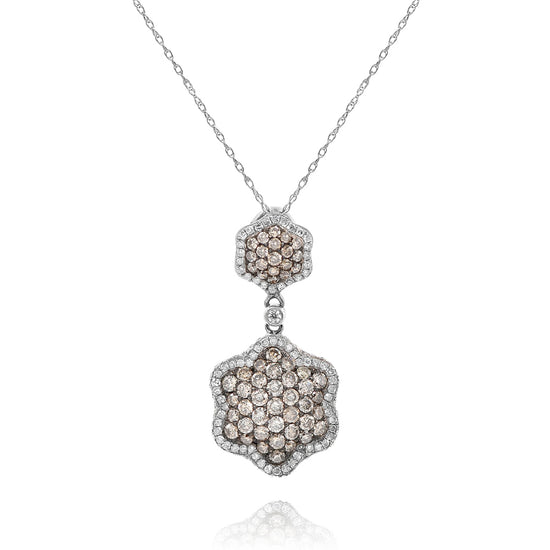 Monary Necklace featuring 0.86 carats of Diamonds, 1.16 carats of brown diamonds set in 14K White Gold with 234 STONES