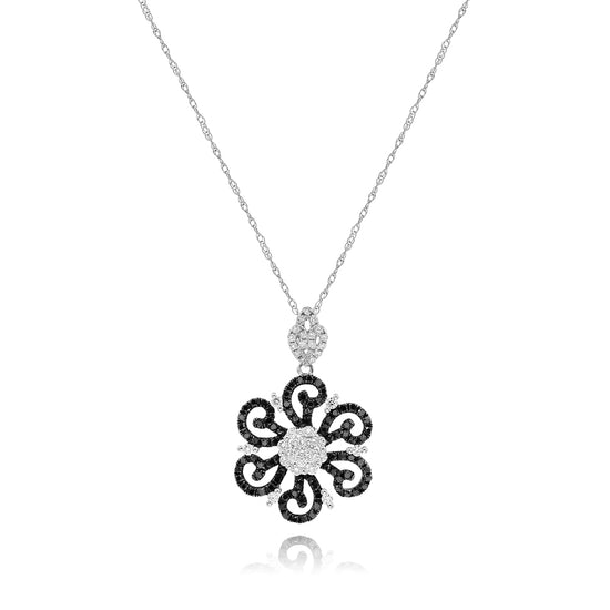 Monary Necklace featuring 0.39 carats of Diamonds, 0.55 carats of black diamonds set in 18K White Gold with 122 STONES