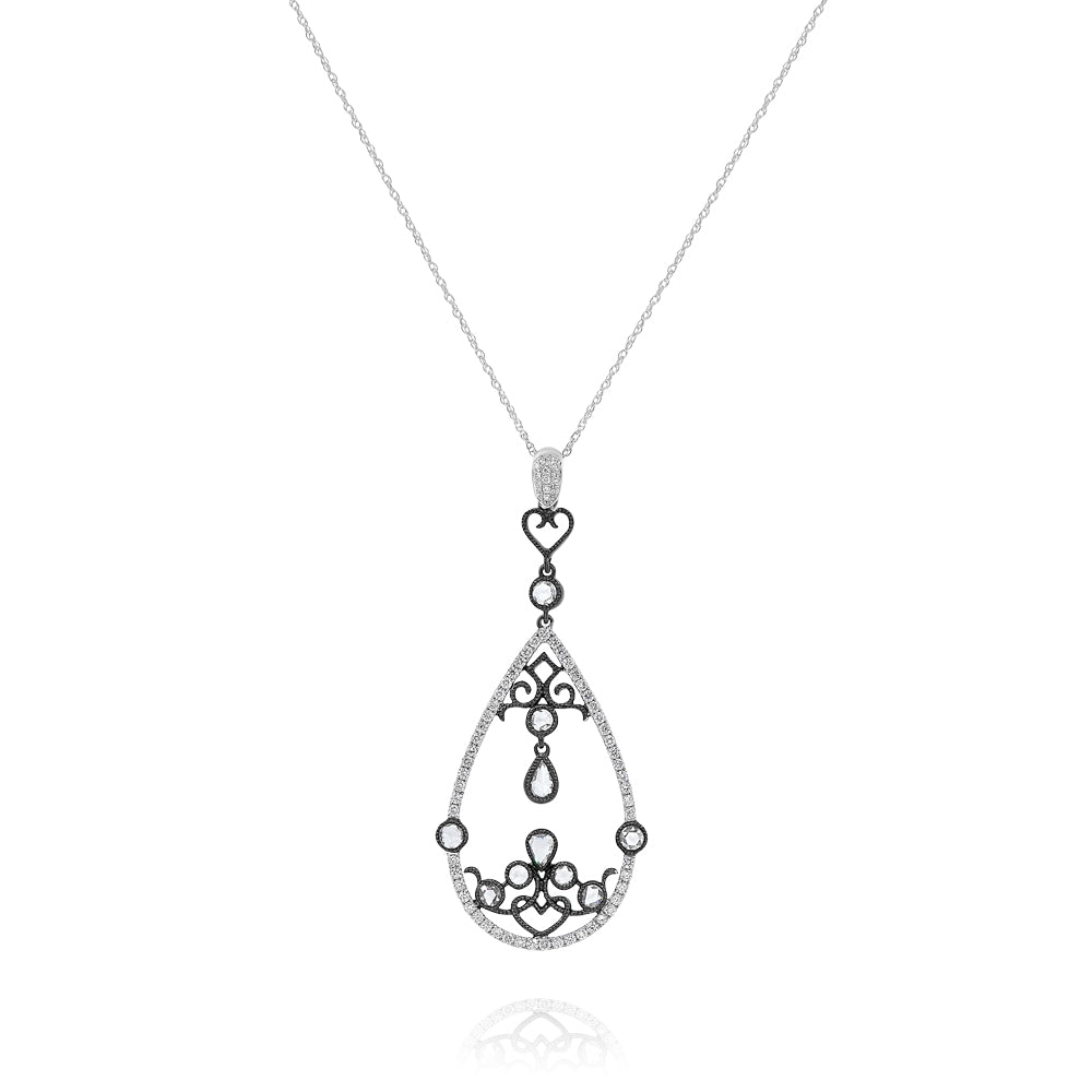 Monary Necklace featuring 0.55 carats of diamonds, 0.65 carats of rose cut diamonds set in 18K White Gold with 78 STONES