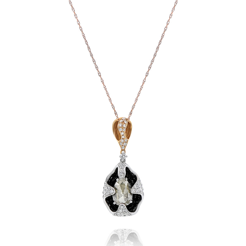 Monary Necklace featuring 0.50 carats of diamonds, 0.50 carats of black diamonds, 1.15 carats of ice diamonds set in 18K Rose Gold