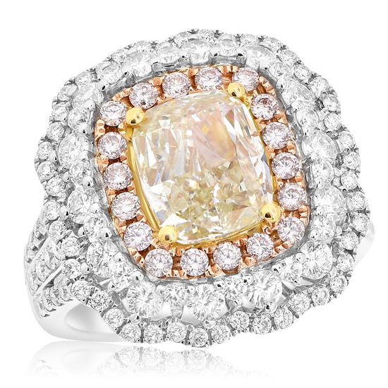 Monary Ring featuring 1.53 carats of diamonds, 0.34 carats of palladium, 3.02 carats of yellow diamonds set in 18K White Gold