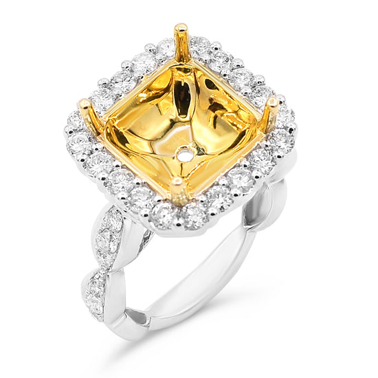Monary Semi-Mount Ring featuring 1.15 carats of diamonds set in 14KTwo Tone Gold