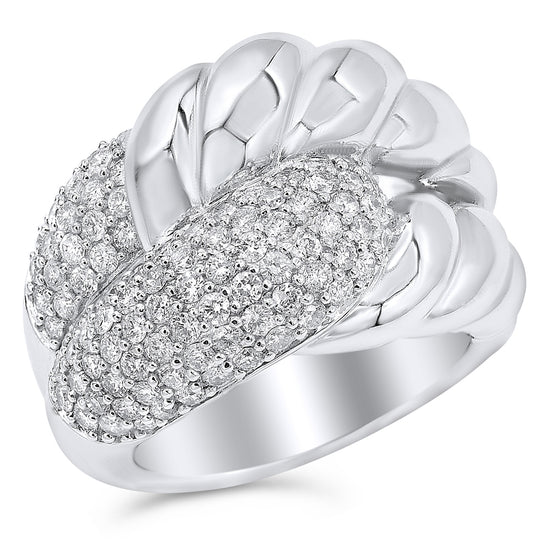 Monary Ring featuring 1.58 carats of diamonds, 14K White Gold, with 100 STONES