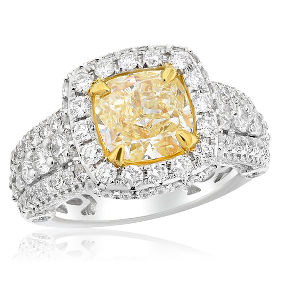 Monary Ring featuring 2.40 carats of diamonds, 3.28 carats of yellow diamonds set 18K White Gold with 173 STONES