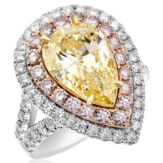 Monary Ring featuring 1.22 carats of diamonds, 4.80 carats of yellow diamonds, 0.86 carats of princess diamonds, set in 18K Two Tone 76 Stones