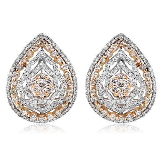 Monary Earrings featuring 1.85 carats of diamonds set in 18K two tone Gold