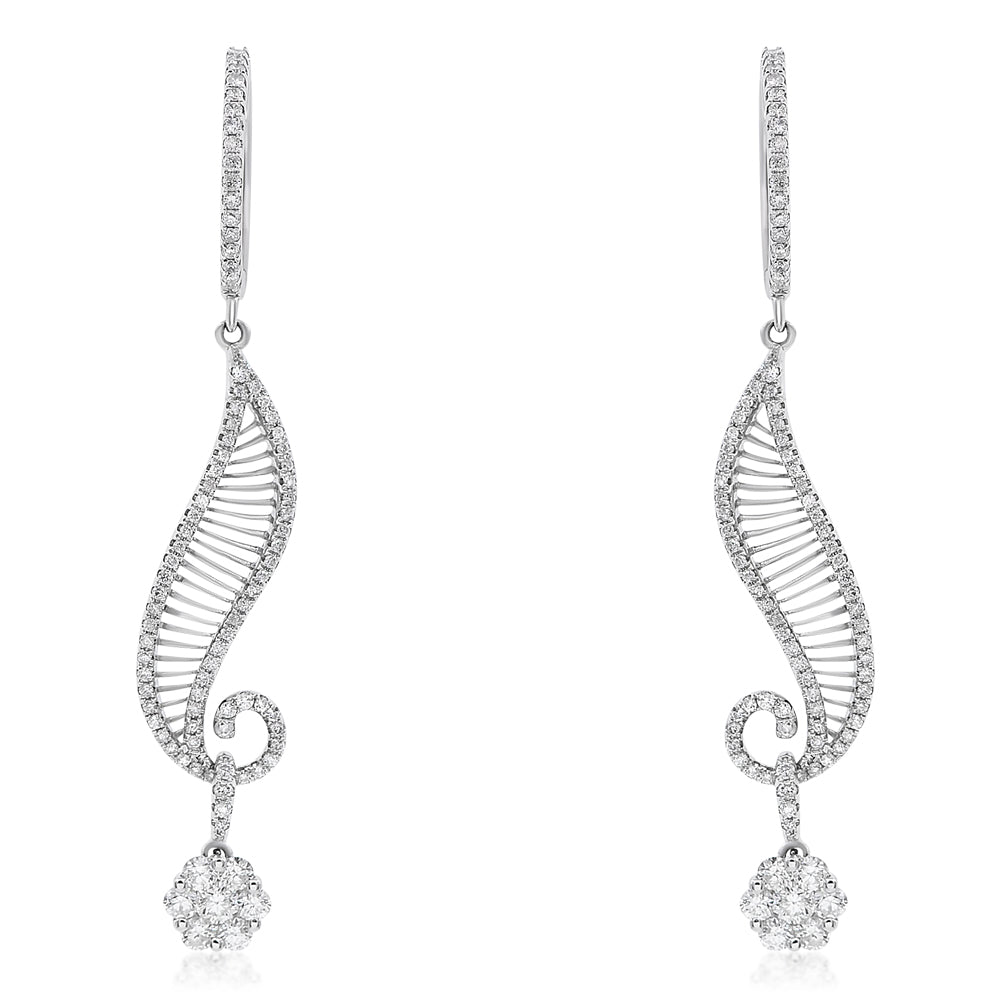 Monary Earrings featuring 1.61 carats of diamonds set in 18K White Gold with 136 Stones