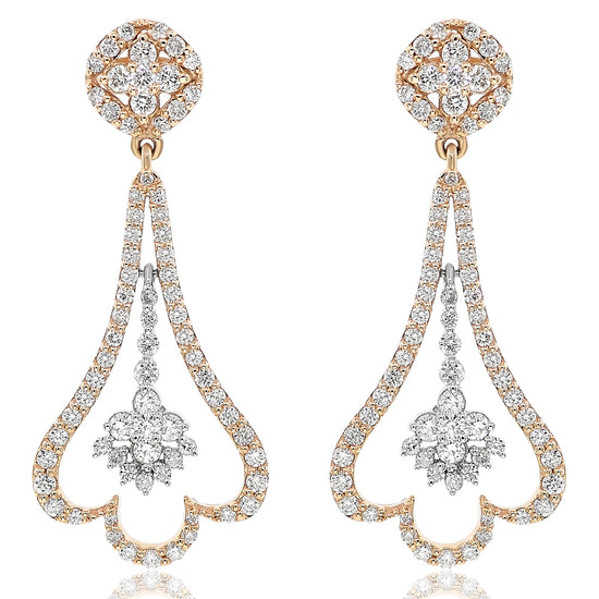 Monary Earrings featuring 1.82 carats of Diamonds set in 18K Two Tone Gold with 150 STONES