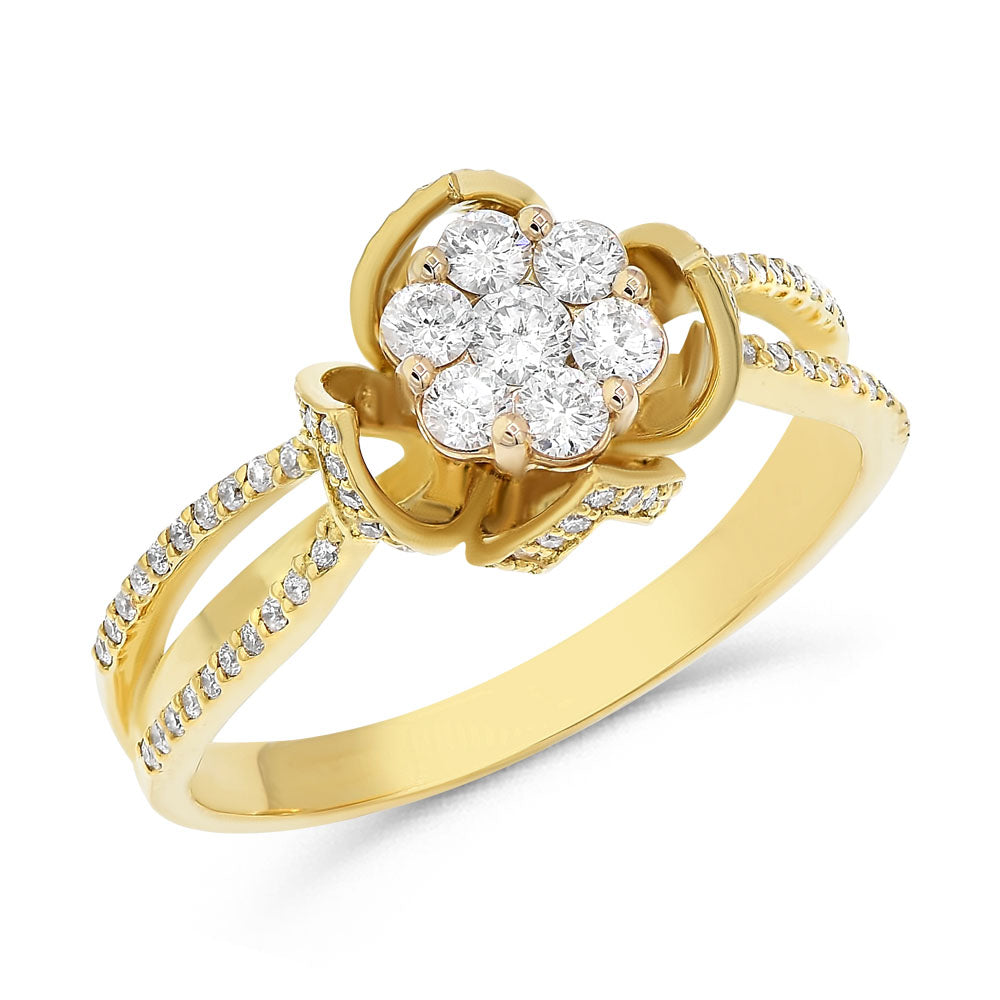 Monary Ring featuring 0.85 carats of Diamonds set in 18K Yellow Gold with 91 STONES